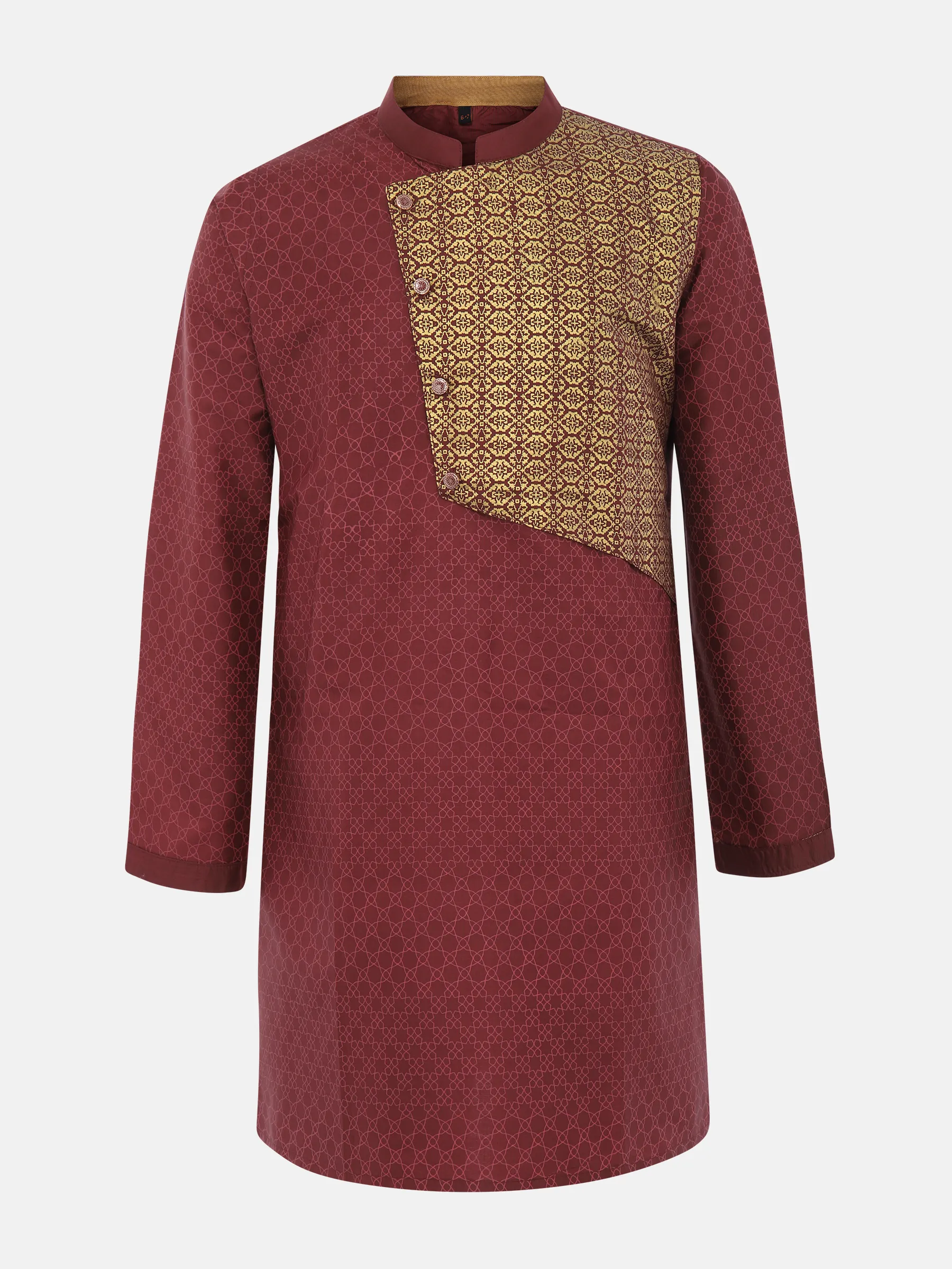 Maroon Printed Silk Panjabi